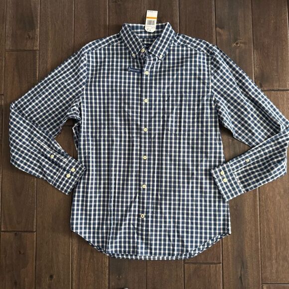 Nautica Men’s Checkered Blue Preppy Cotton Button Down Shirt S NWT - Picture 1 of 7